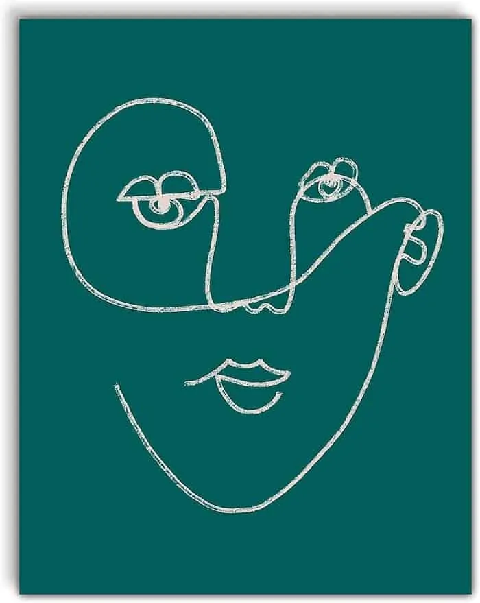 Green Minimalist Face Line Drawing