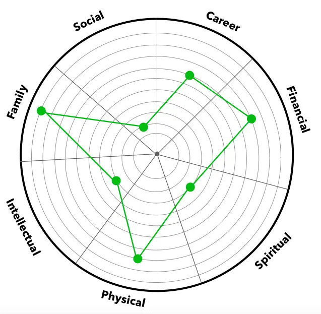 Completed example of life wheel