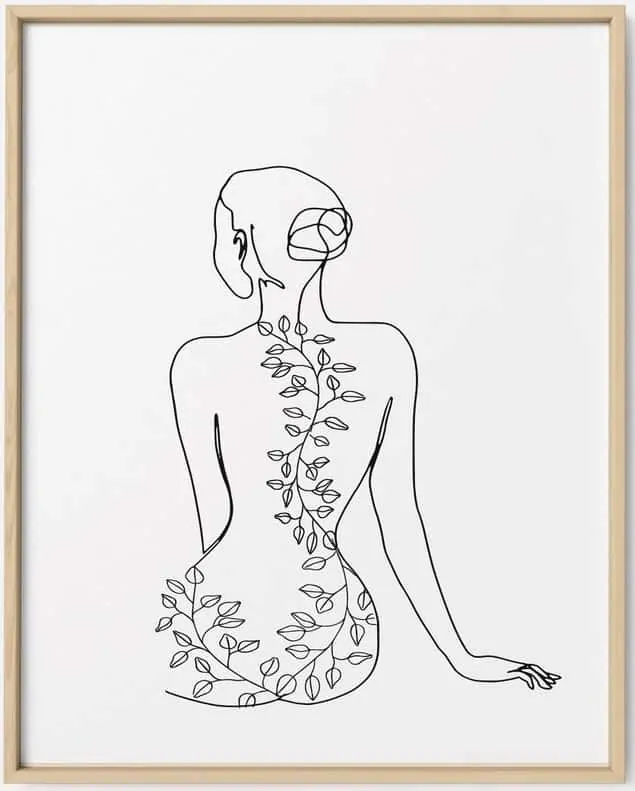 Nude Woman Line Drawing Wall Art.