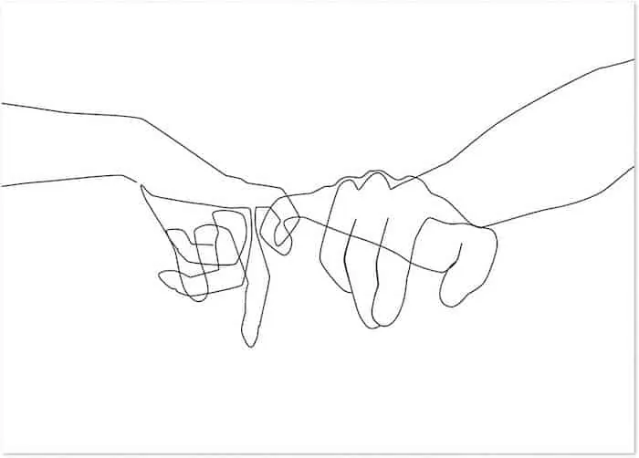 minimalist hands touching line drawing