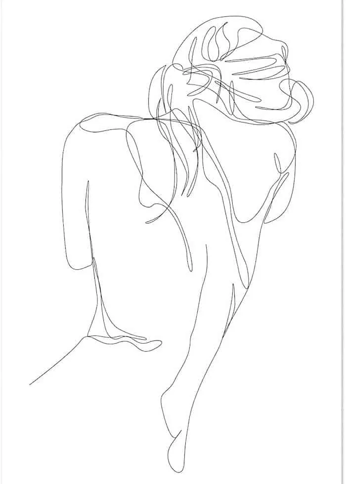 female figure back simple line drawing