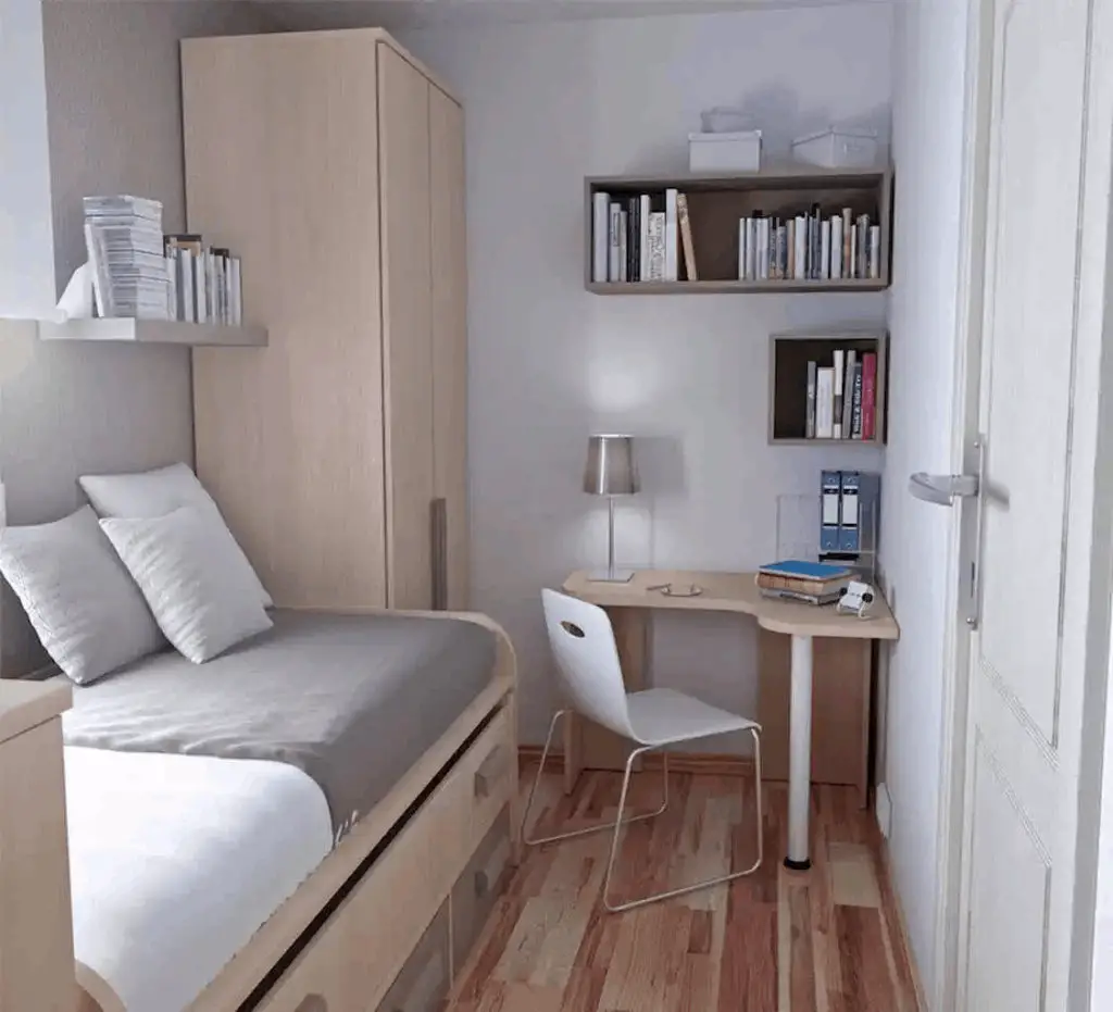 minimalist style dorm room
